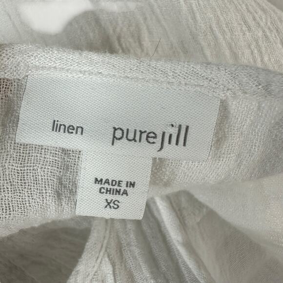 Pure Jill Linen Button Top Womens Size XS Gauze Crinkle Oversized White Summer - Picture 10 of 10